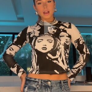 Edikted abstract b&w face shirt